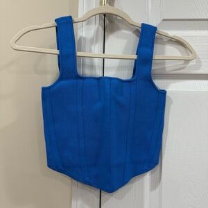 Zara Vibrant Blue Sleeveless Knit Corset Top